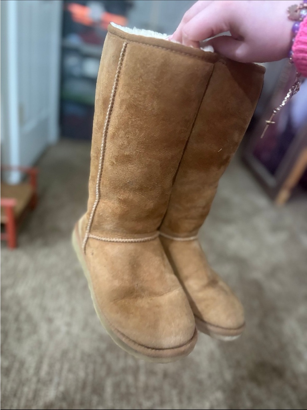 Classic Tall Chestnut Uggs Fur Lined Suede Boots - Chestnut